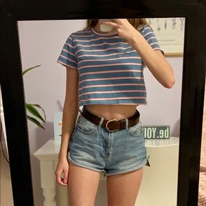 cropped striped t shirt